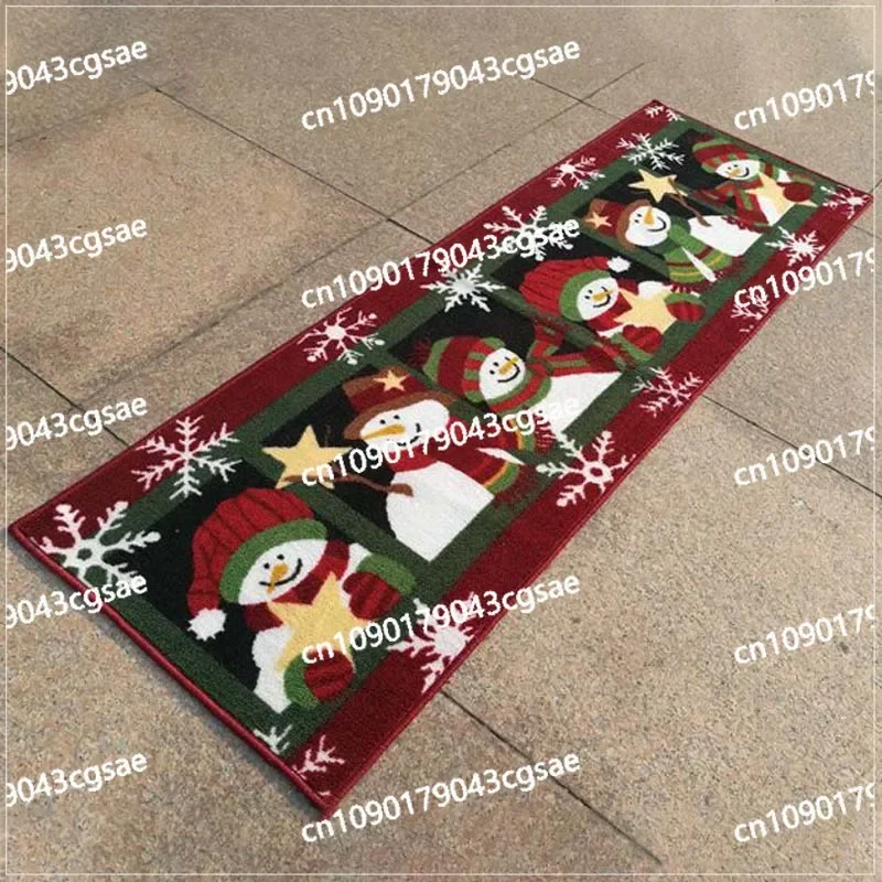 Christmas Strip Kitchen Foyer Hallway Balcony Decorative Carpet Absorbent Non-slip Holiday New Year Layout Floor Mat Blanket