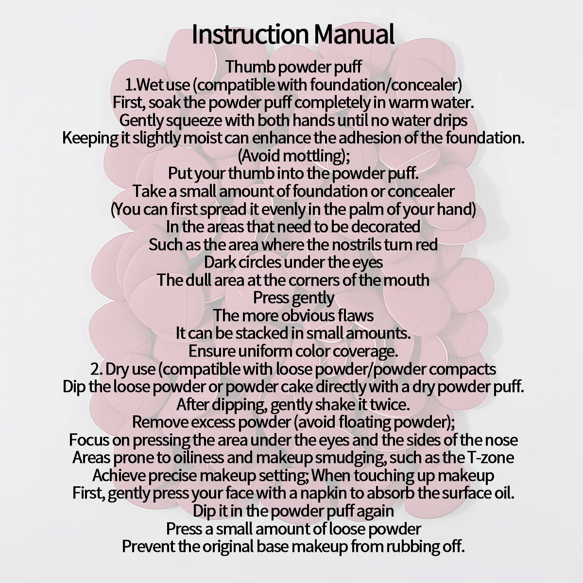 100PCS super practical thumb makeup powder puff, a facial makeup tool that adheres smoothly without powder sticking