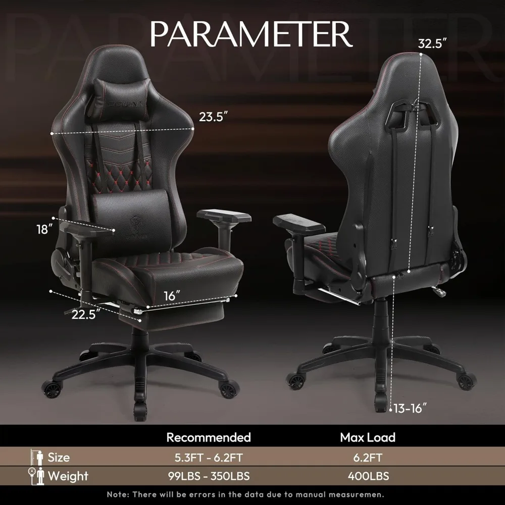 كرسي ألعاب مريح عالي الظهر مع مسند للقدمين للبالغين الكبار والطويل - كرسي مريح لألعاب الكمبيوتر الشخصي #3
