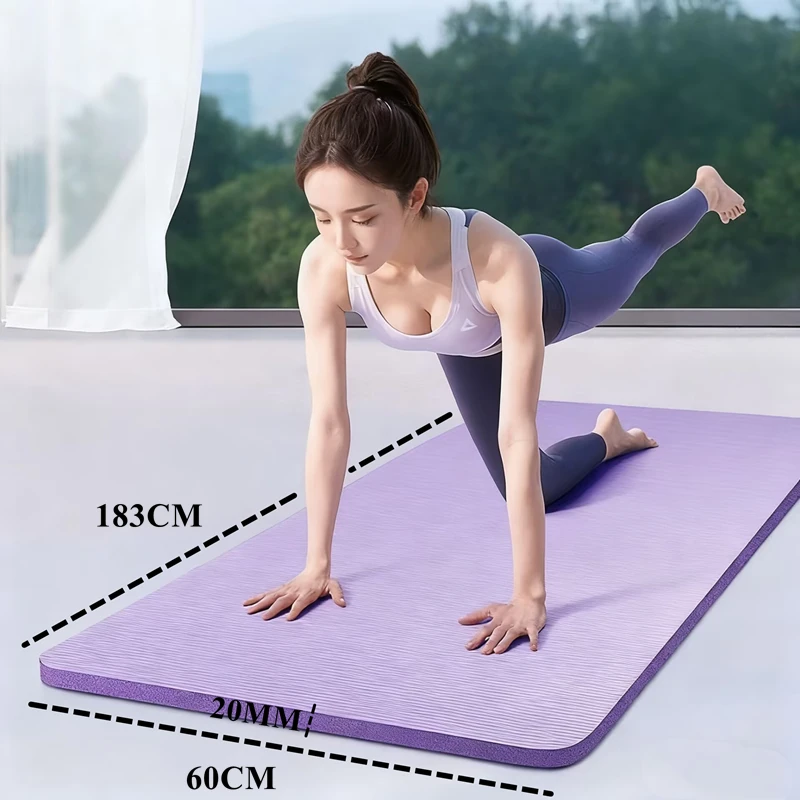 

Yoga Mats NBR Non-slip Exercise 1830mmX600mmX10MM Gym Mats with Bandage Indoor Extra Thick Fitness Tasteless Pilates Workout