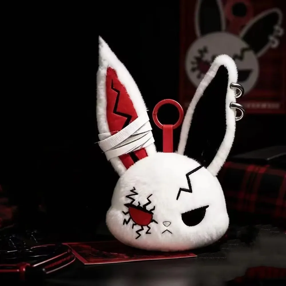 

Plush Dark Bunny Plush Doll Embroidered Gothic Style Rabbit Bag Charm Cute Design Skin Friendly Bunny Plush Keychain Daily Carry