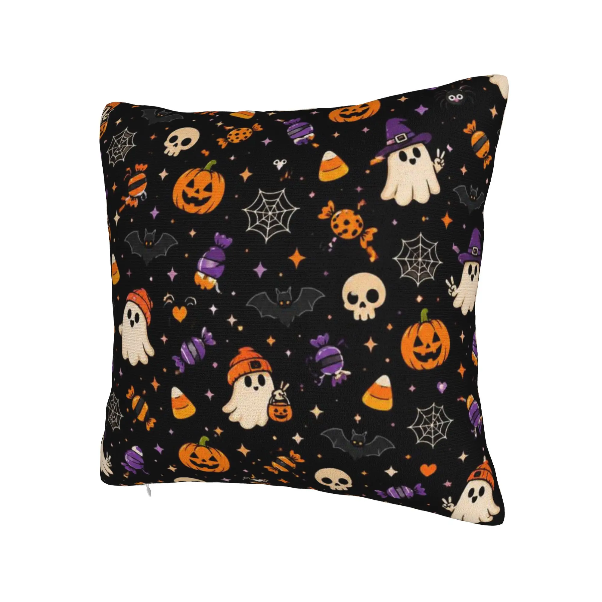 Decorative Pillowcases Halloween Ghost Pumpkin Spooky Trick Or Treat Witch Merch Car  Pillow Case Cover Zippered Multi-Size