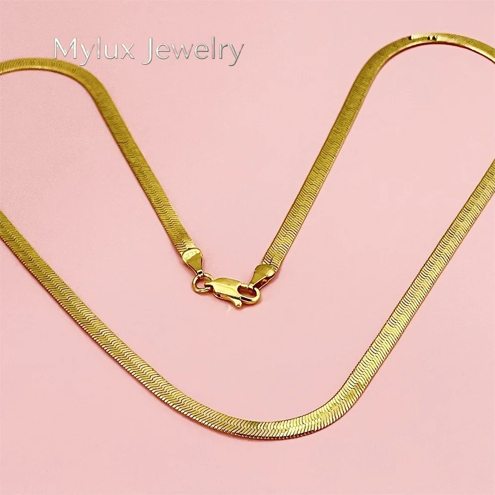 Mylux Jewelry Men's & Women's 24K Gold AU999 Flat Snake Necklace - Pure gold, auspicious snake, perfect couple set, thoughtful g