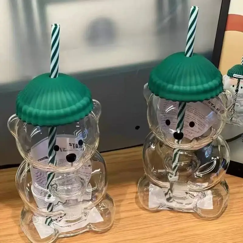 

New Bear Straw Cup Grass Hat Bear Cup Cartoon Cup High Beauty Gift Cup Coffee Cup Christmas Gift