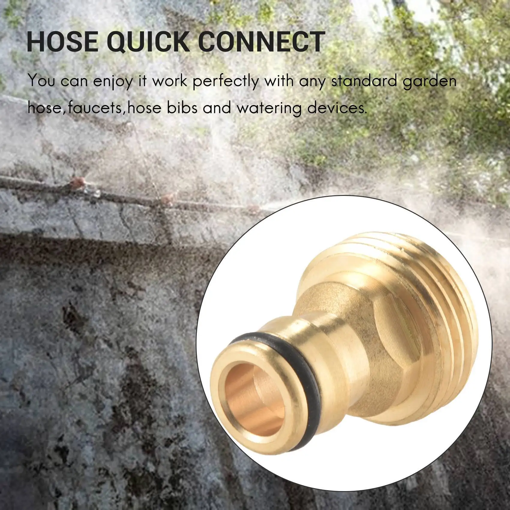 Garden Hose Quick Connect Solid Brass Quick Connector Garden Hose Fitting Water Hose Connectors 3/4 Inch Ght (3 Sets)