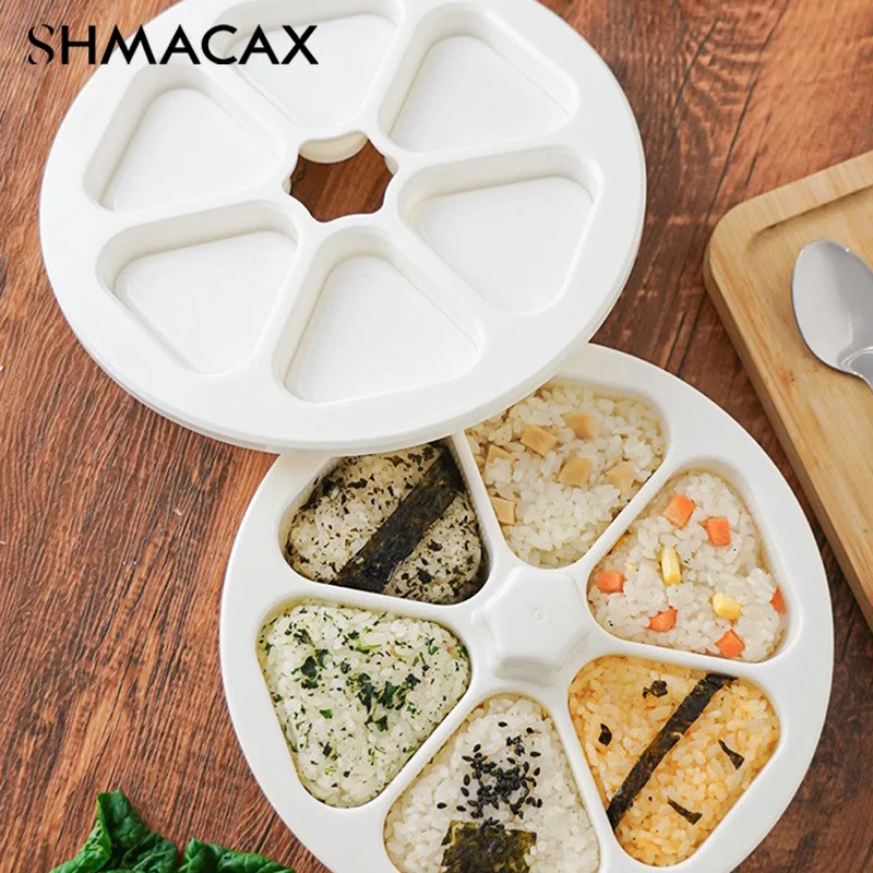 Triangle Onigiri Bento Box Nonstick DIY Sushi Plastic Mold Lunch Japanese 6 In 1 Triangle Onigiri Lunch Box Kitchen Tools