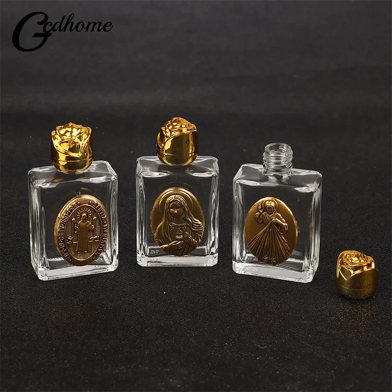 9 Types Of Glass Holy Water Jesus Bottle Religious Cross Bottle Christian Virgin Sculpture Bottle Refillable Holy Water Bottle