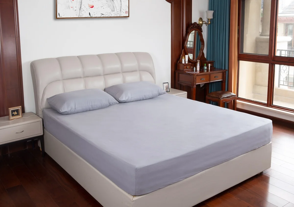 MAXSHARER Earthing Fitted Sheet Organic Cotton with Conductive Silver Fiber Grounding Bed Sheet Fitted Sheet for Nature Wellness