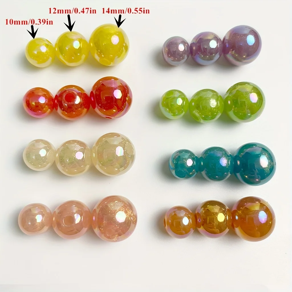 30Pcs/12mm Acrylic AB Plated Solid Colored Round Beads For Handmade DIY Bracelet Necklace Accessory Material Loose Beads