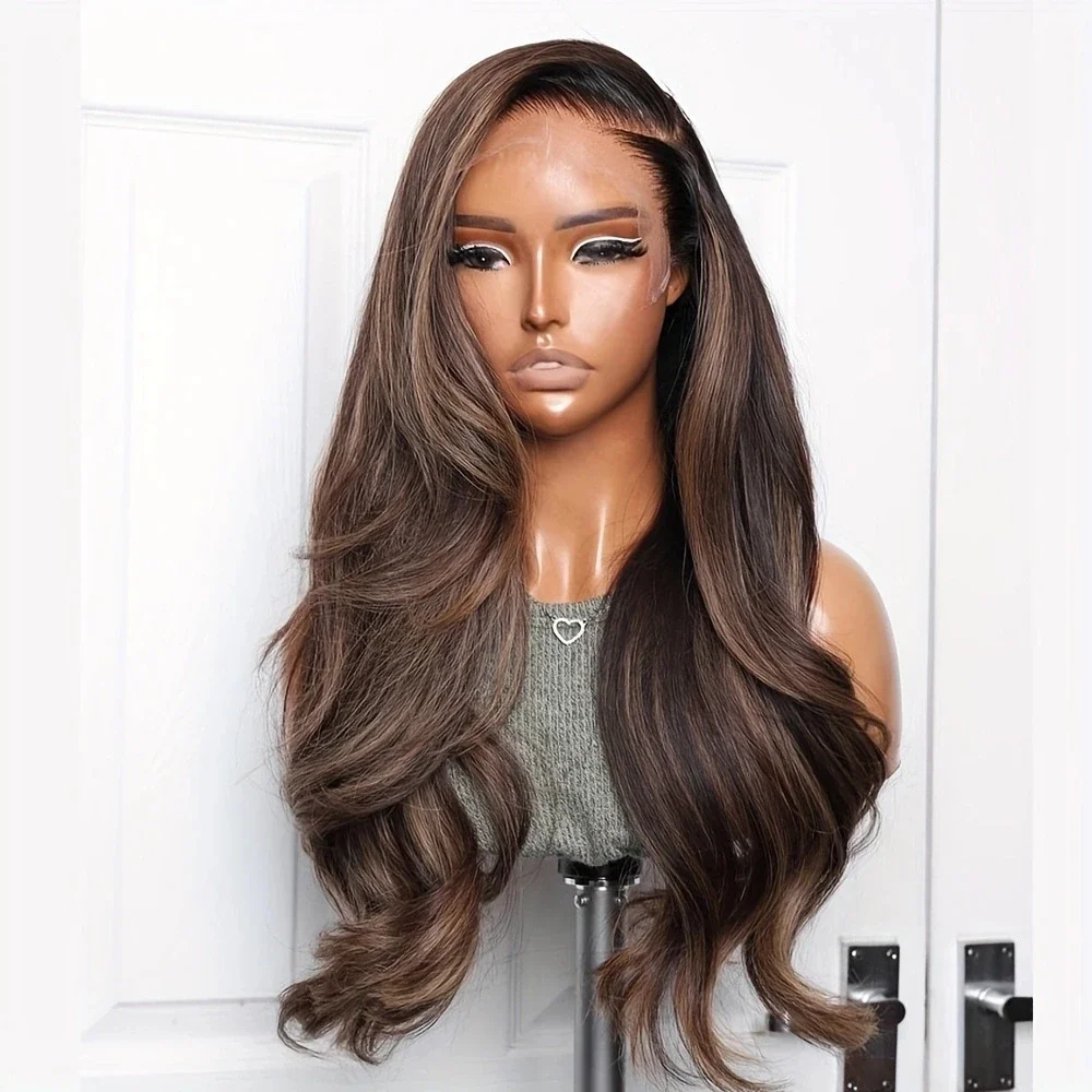 28“ Glueless Highlight Blonde Natural wave 5x5 Silk Base Jewish Human Hair Wig Baby Hair HD Lace European Hair Preplucked Daily