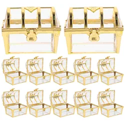 12 Pcs Hollow Out Wedding Candy Box Bride Treasure Chest Plastic Wrapping Boxes