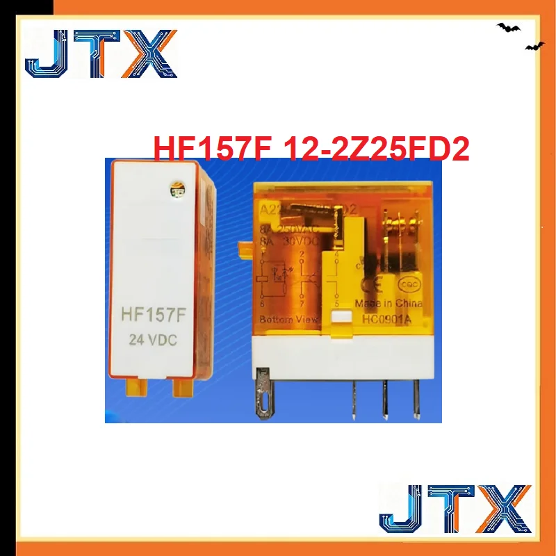 5PCS/LOT power relay  HF157F 12VDC 24VDC 220VAC 230VAC 12-2Z25FD2 24-2Z25FD2 A220-2Z25FD2 A230-2Z25FD2 8A 8PIN