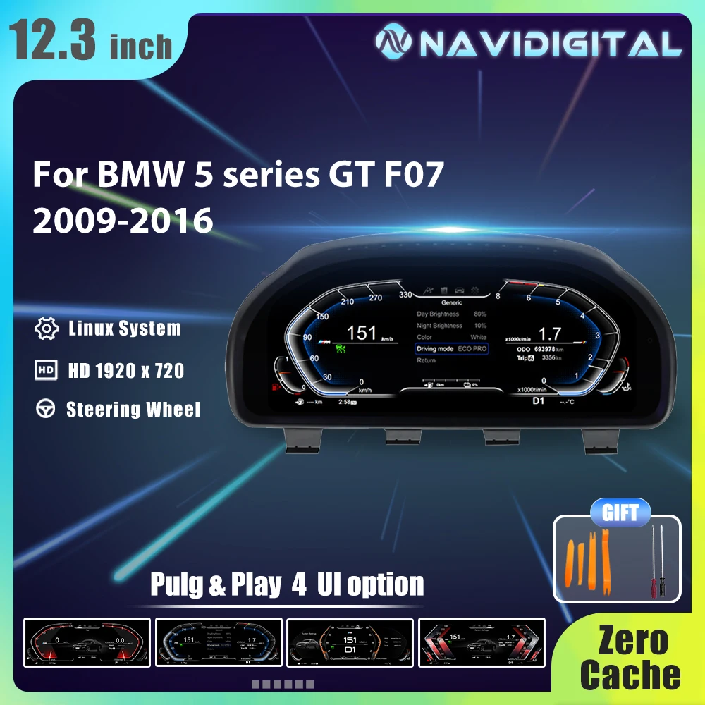 12.3'' Digital dashboard For BMW F07 F10 F11 F06 F12 F13 F01 F02 F03 LCD Dashboard Panel Speedometer Virtual Cockpit Instrument