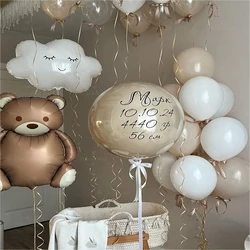 23pcs Matte Bear Clouds Foil Balloon 32 Inch Cream Number Balloon Birthday Party Wedding Decoration Baby Shower Favors Supplies