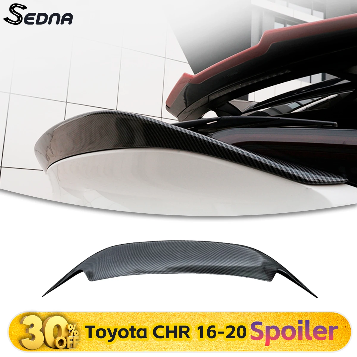 

Toyota CHR 2016-2020 Rear Trunk Lid Spoiler - FRP Resin Carbon Fiber Middle Tail Wing Automotive Adjustment Accessory