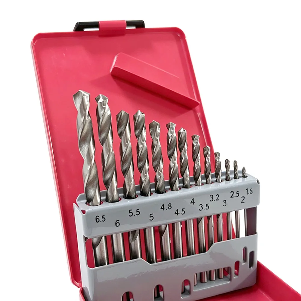 13PCS/Set Drill Bit Set with Case High Speed Drill Bits for Stainless Steel Cast Iron Wood Plastic Drilling Tools 1.5mm-6.5mm