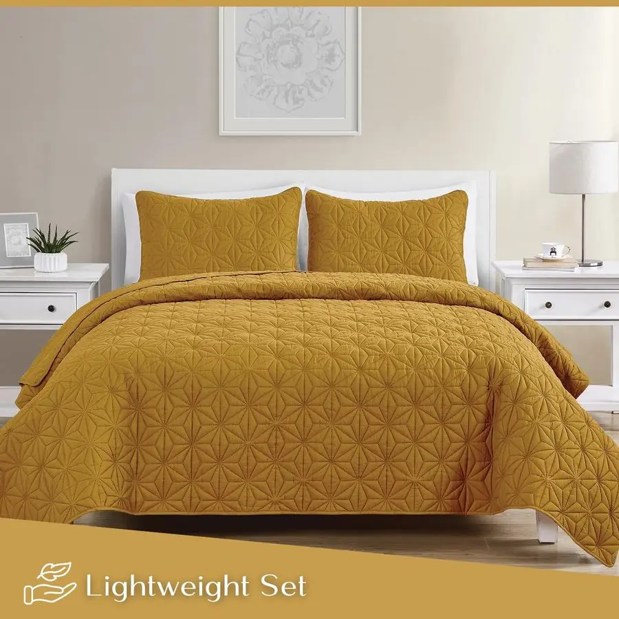 

King Quilt Set, Reversible Bedding with Matching Shams, UltraSoft amp Wrinkle Resistant Bed Set, MediumWeight Year Round Use Ser