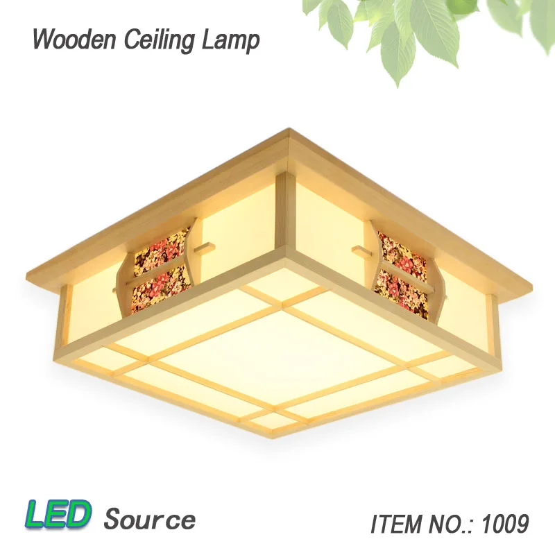 

Japanese Style Tatami Wood Ceiling Pinus Sylvestris LED Lamp Natural Color Square Grid Paper Ceiling Lamp Fixture 1009