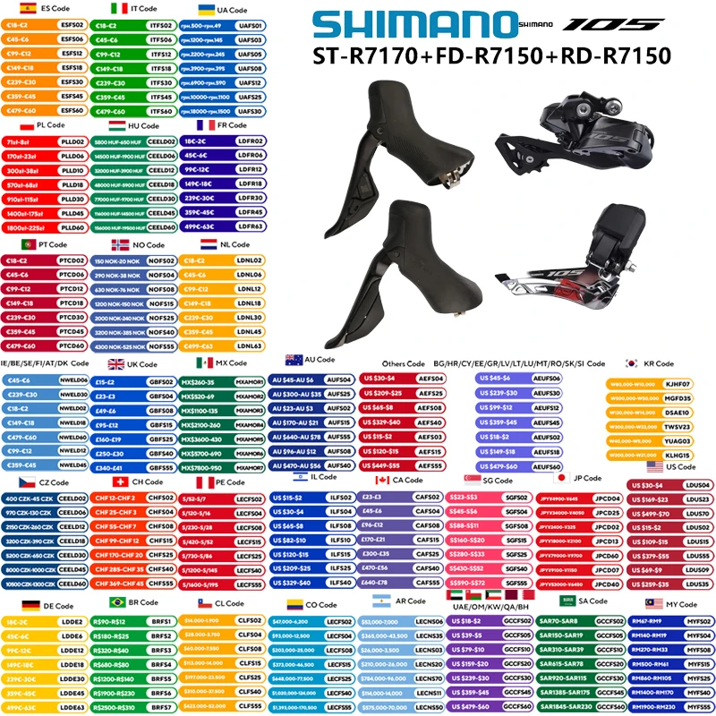 Shimano 105 Di2 Mini 2x12s Set Shifter Rear Derailleur Front Derailleur ST-R7170 FD-R7150 RD-R7150 For 34T 36T Cassette Road