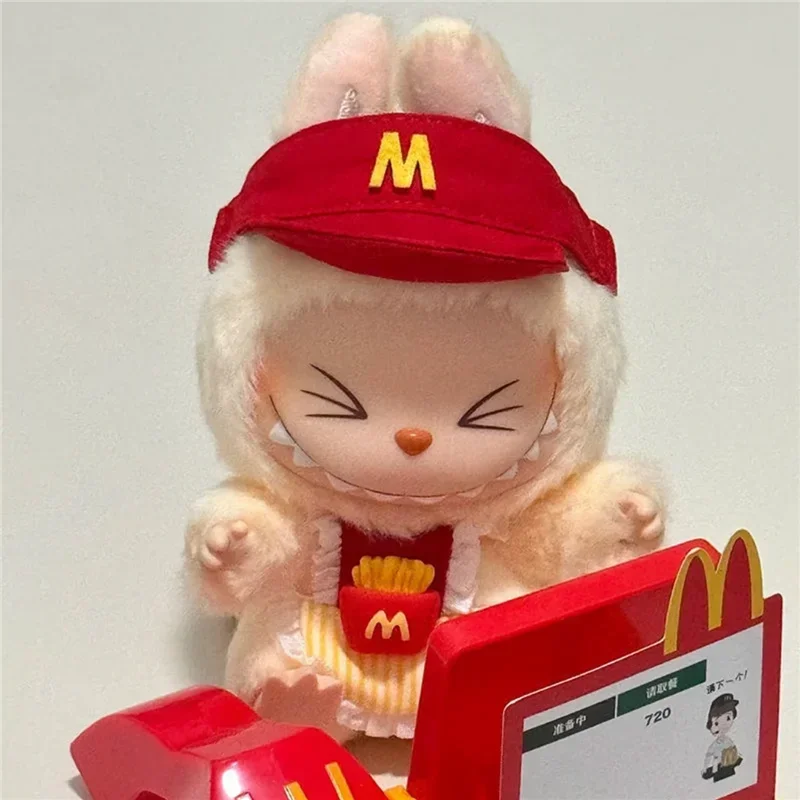 Roupas de boneca labubu, 15-17cm, conjunto de moda, série de comida rápida, batatas fritas, hambúrgueres, roupa, acessórios de cosplay