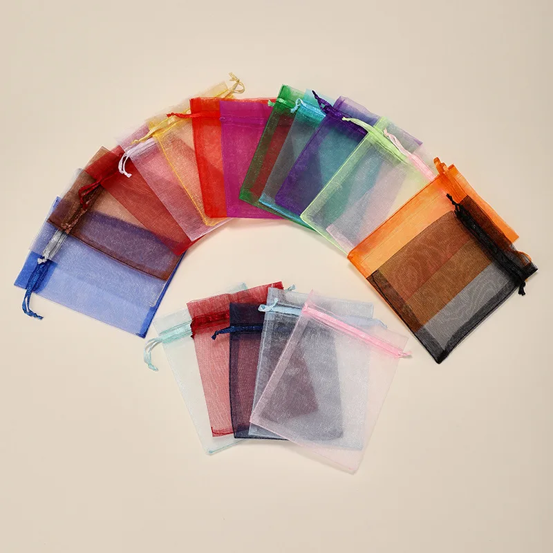 

100pcs/lot 20x30cm 21 Colors Large Drawstring Organza Bags For Wedding Birthday Christmas Party Decoration Bag Pouch Custom Logo