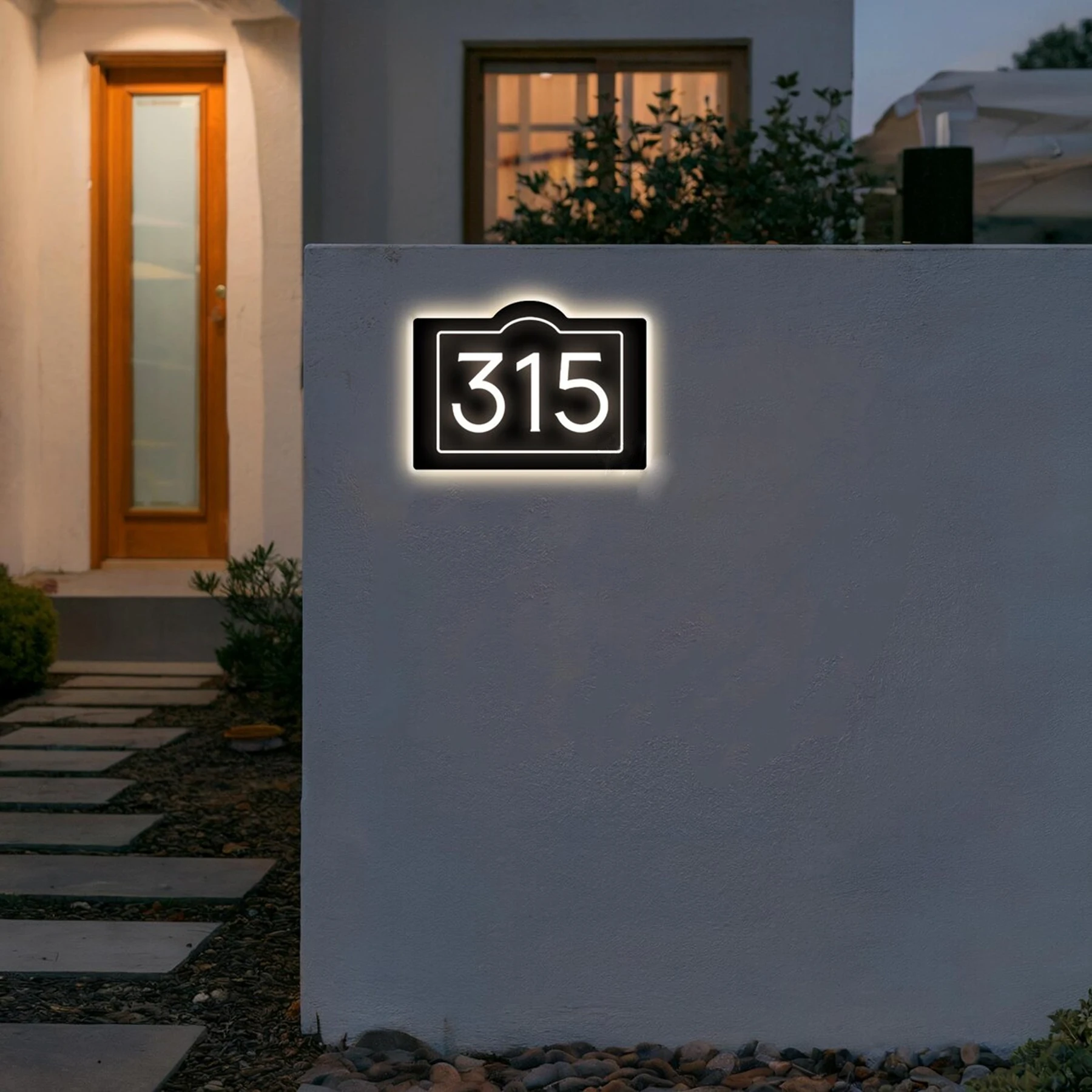 Custom Illuminated LED Address Plate Backlit House Number Sign Personalized Lighted House Door 12V Modern Acrylic Number Sign