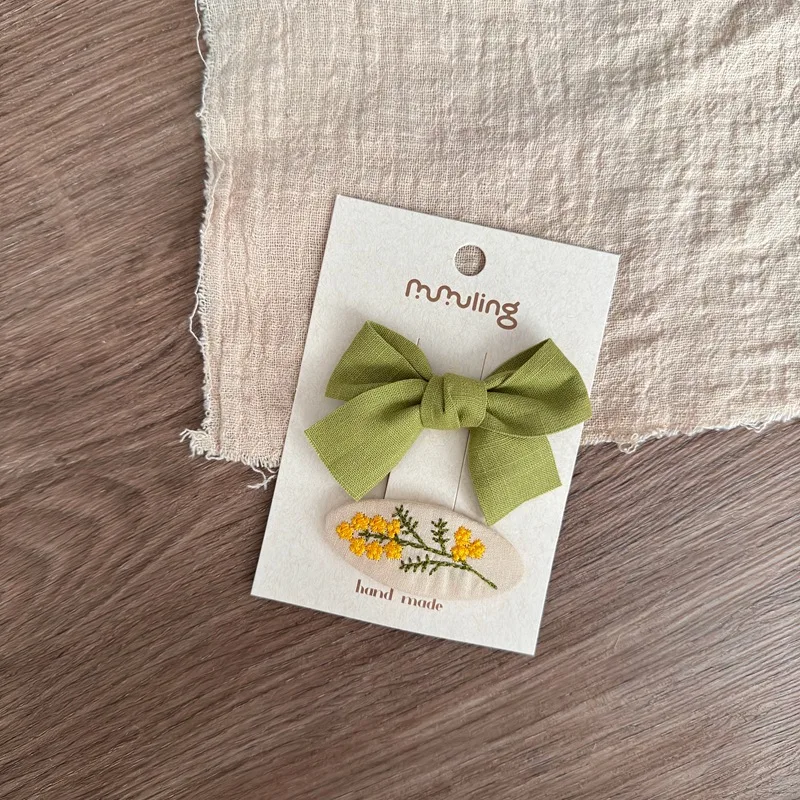 2 قطعة/المجموعة الحلو فتاة صغيرة Bowknot مقاطع الشعر بلون صغير الاطفال التطريز المشابك الأميرة الطفل المشبك إكسسوارات الشعر