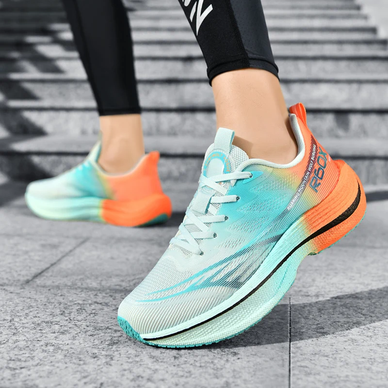 Popcorn Sneakers Ultra-Light Carbon Plate Breathable Running Shoes Racing Student Shock-Absorbing Soft Sole Men's New Running Large Size Shoes