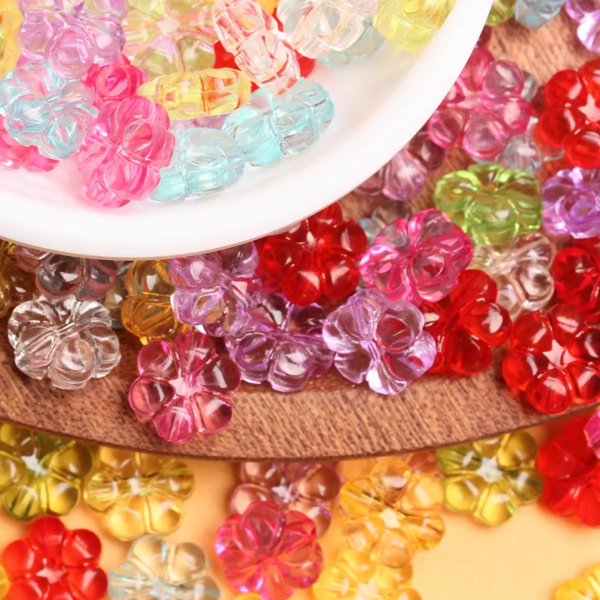 

10mm 20Pcs/bag Transparent Acrylic Blossom Flower Spacer Bead Jewelry Making DIY Bracelet Necklaces