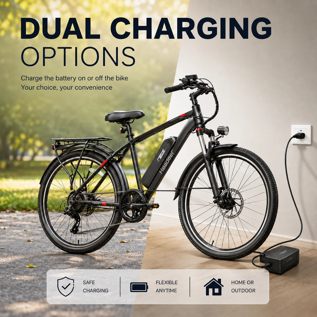 Bicicleta eléctrica de montaña Headeer Bk1350-26, 26 pulgadas, 48 V, batería de litio de 15 Ah, doble freno de disco, apta para todo tipo