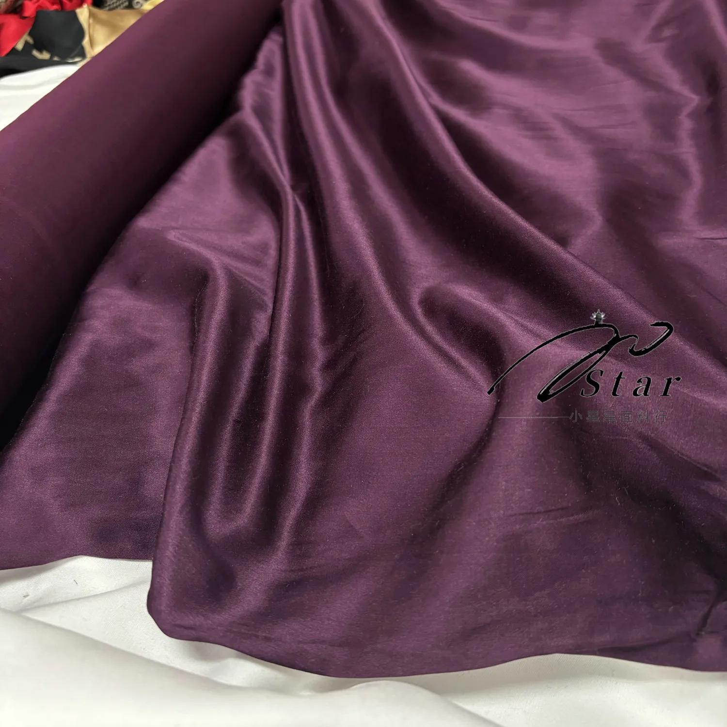 Eggplant High-End Silk Silk Cotton Satin Fabric Clothing Fabric Anti-Static High-End Cheongsam Lining Spring and Summer