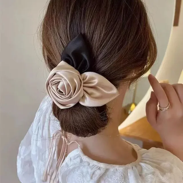 Nowa wstążka kokardka szpilka dla kobiet dziewczynki elegancka róża spinka do włosów Retro nakrycie głowy spinki do włosów powrót głowa Party Vintage akcesoria do włosów