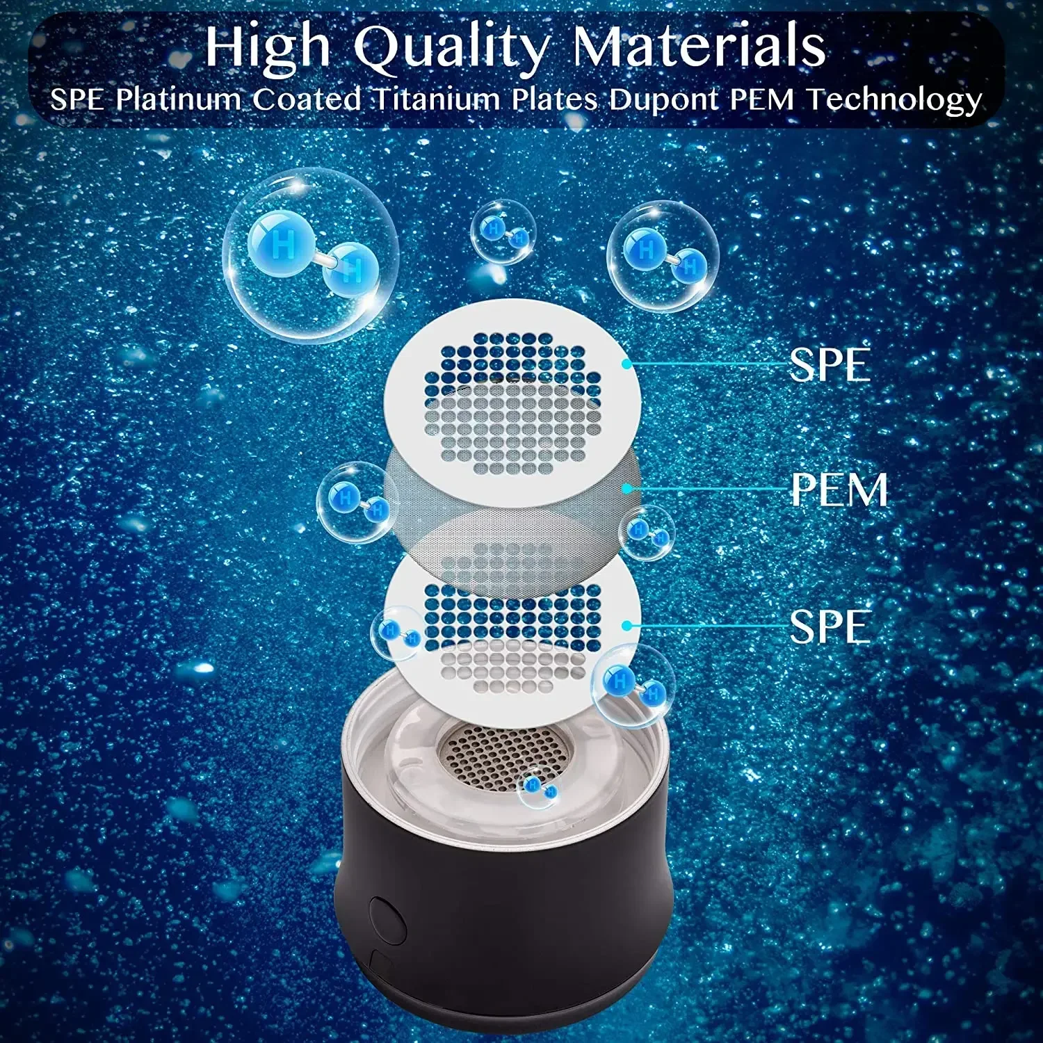 ALTHY 2 in 1 Stainless Steel Insulation Hydrogen Water Bottle Generator + Disinfectant Generator - DuPont SPE+PEM Dual Chamber
