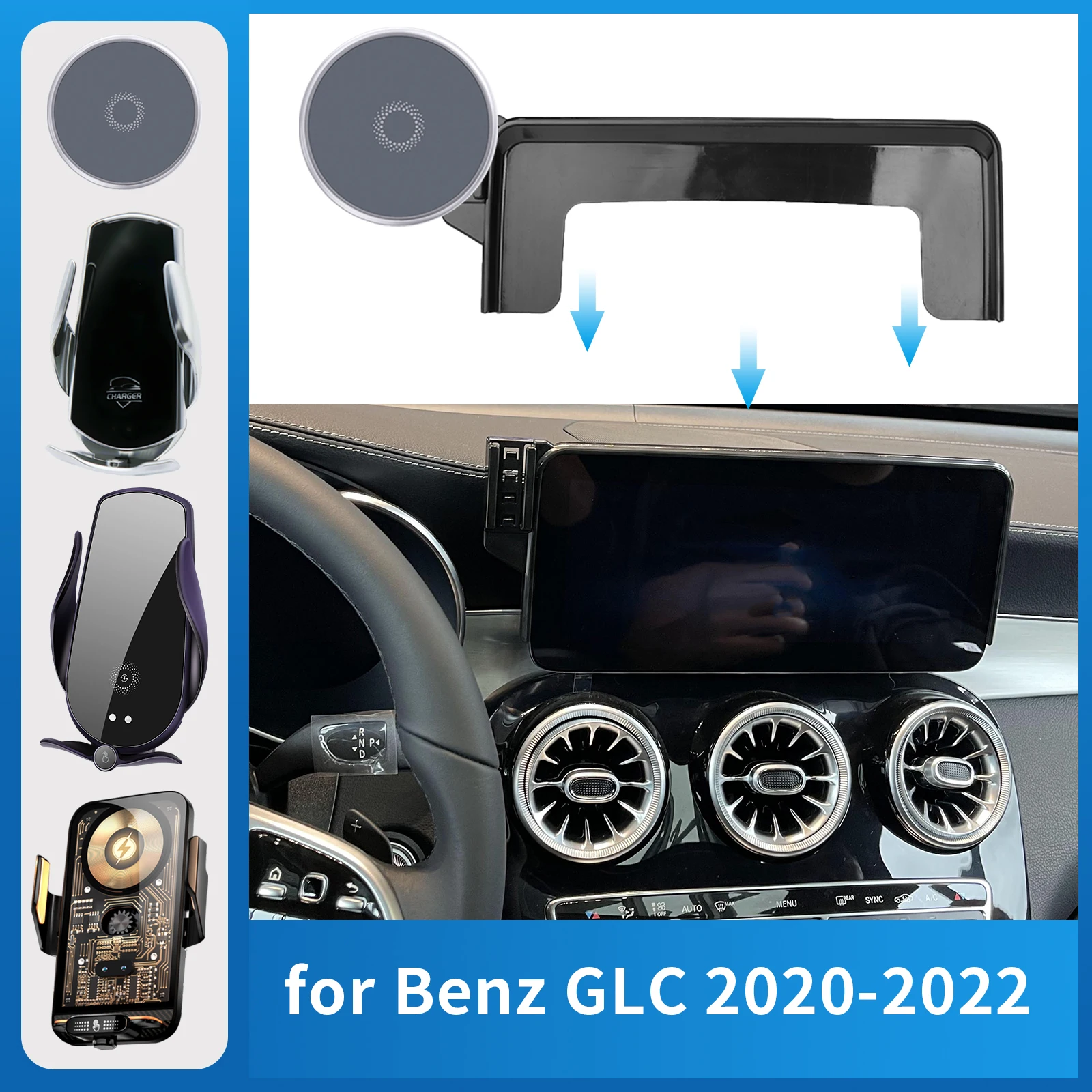 

for Mercedes-Benz GLC 2020-2022 300 43 AMG 63 S Car Phone Holder Screen Fixed Navigation Bracket Base Wireless Charging