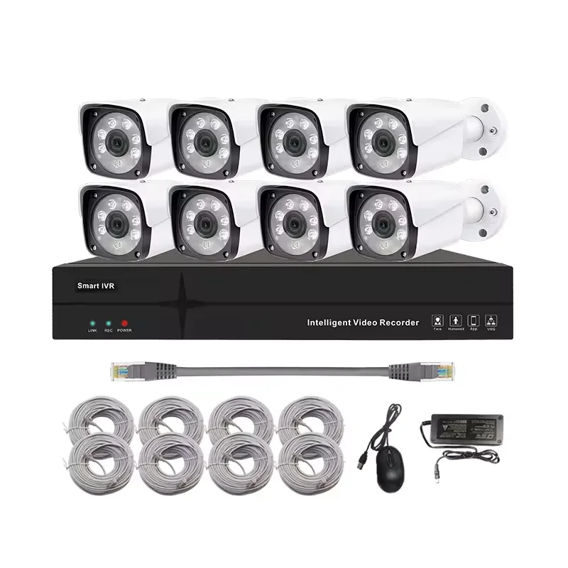 야외 CCTV 카메라 시스템, 8ch 네트워크 카메라 키트, 홈 보안 AHD POE NVR 키트, 4mp