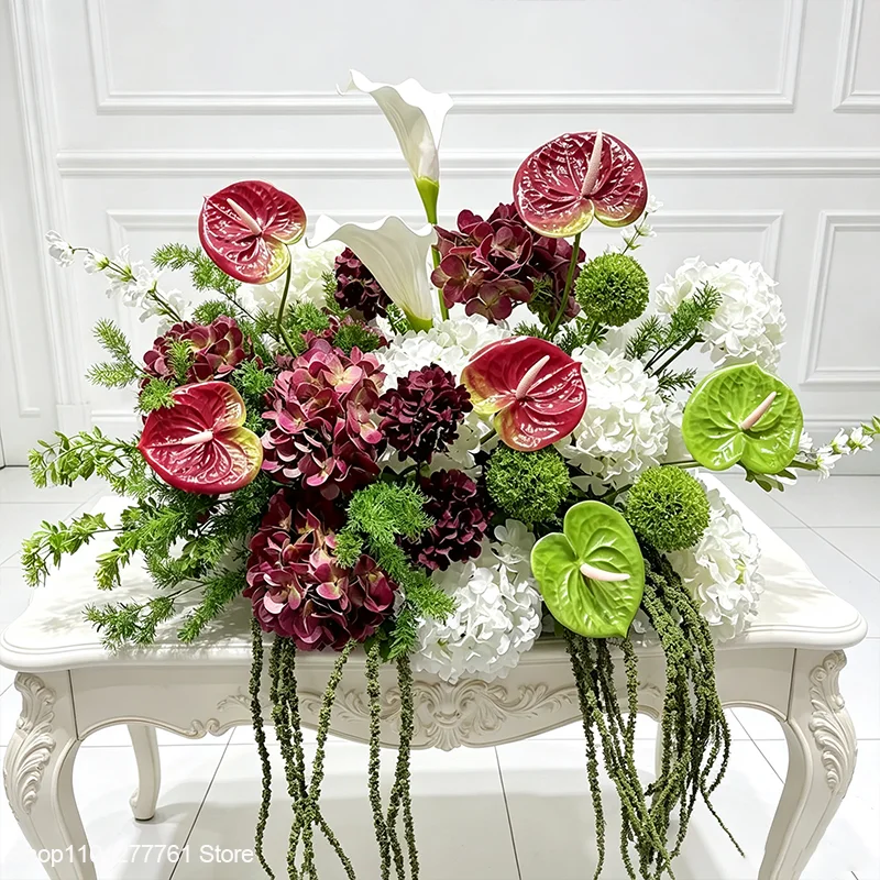 30/50/70cm Weiß-Grünes Blumen-Centerpiece Künstliche Rose Calla-Lilie Anthurium Tischdekoration Hochzeit Bankett Tischdekoration – Detail 5