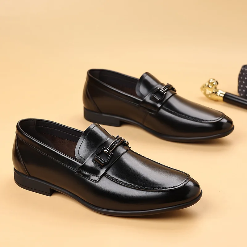 

Luxury Men Shoes Cowhide Fashion Loafers Men Leather Shoes Light Dress Business