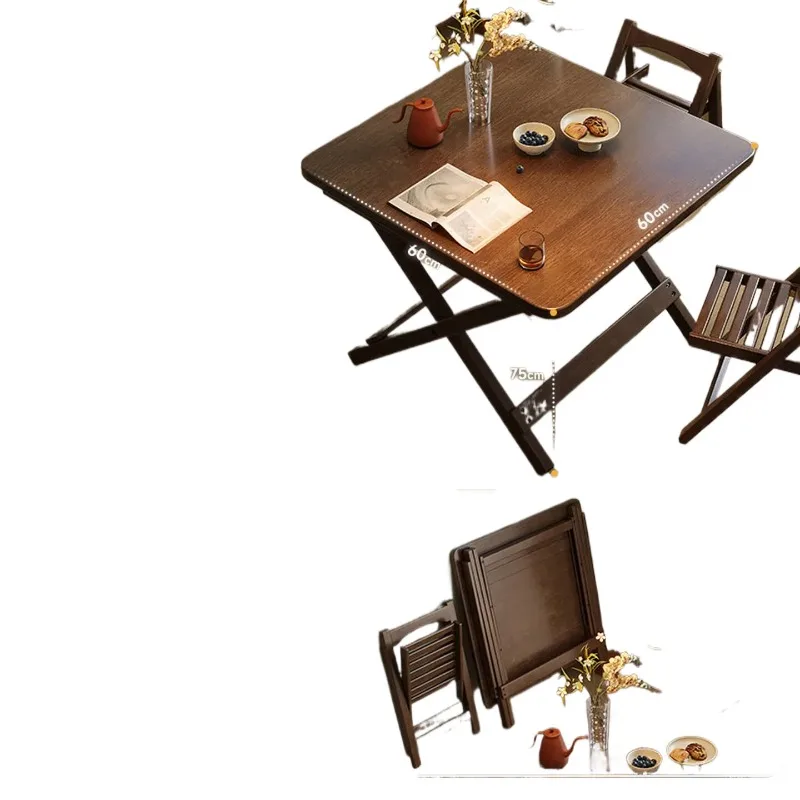 Solid wood folding dining table, household small square table