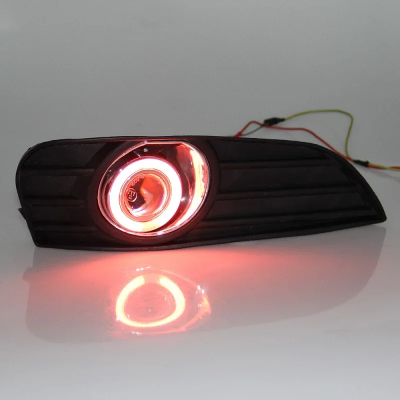 EEMRKE Fog Lamp Assembly For Geely MK Facelift 2013 MK Cross LED Angel Eye DRL Daytime Running Lights with H11 55W Halogen Bulb