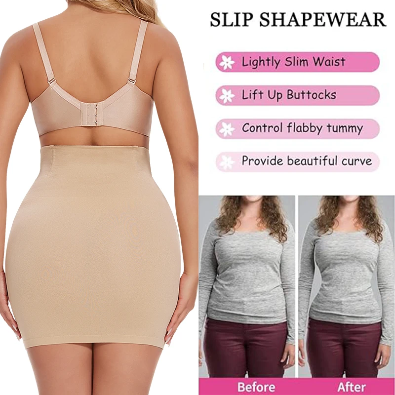 Body Shaper For Women Under Dress High Waist Half Slip Seamless Shapewear Dress Slip Skirt Tummy Control Dress