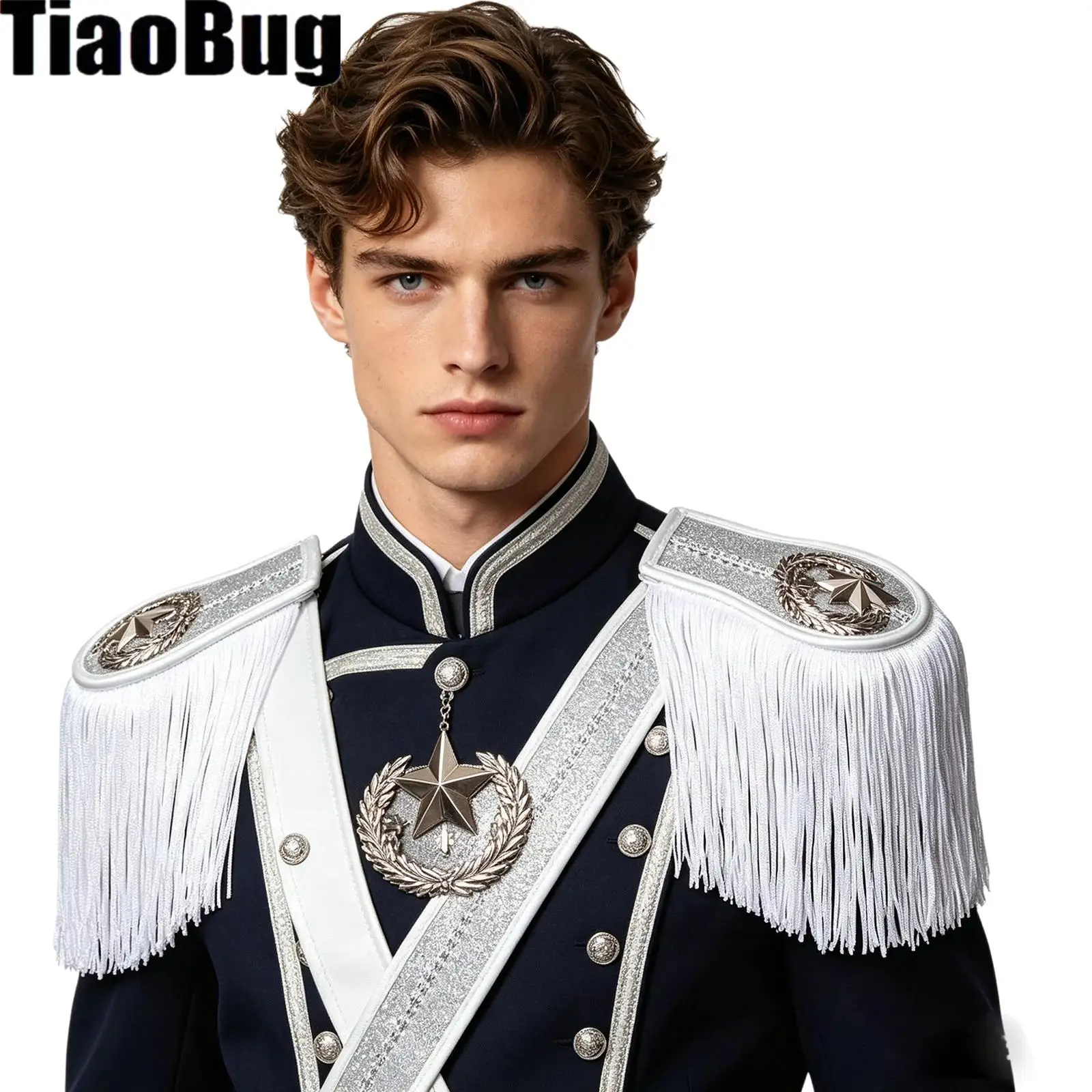 

1Pair Tassel Chain Shoulder Badge Drum Horn Band Fringe Applique Epaulet Clothing Costume Accessories for Uniform Matching