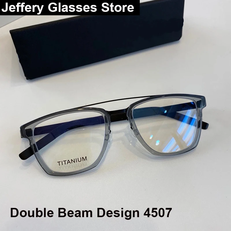 Denmark Pilot Glasses Frame Men Women Titanium Acetate 4507 Ultralight Screwless Eyeglasses Double Beam Eyewear Prescription