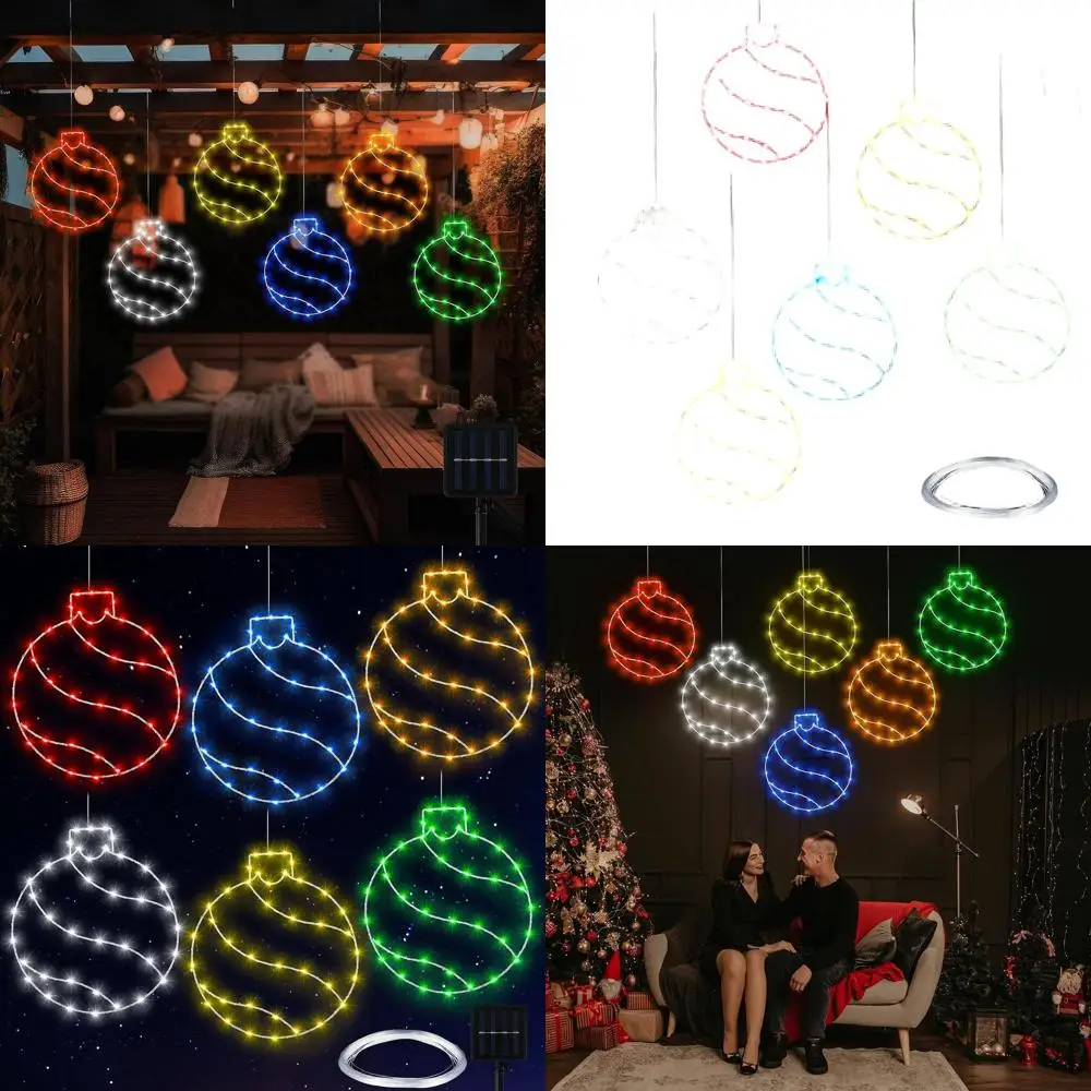 

Набор из 6 светодиодных рождественских шаров диаметром 16 дюймов для окон, дверей и стен — разноцветный декор для дома и улицы