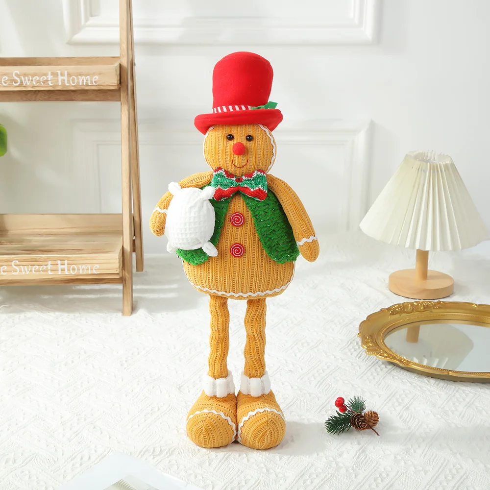 New Large Retractable Gingerbread Man Doll Biscuit Cookie Man Toy Dolls Ornaments Christmas Decor Navidad 2024 New Year Gifts