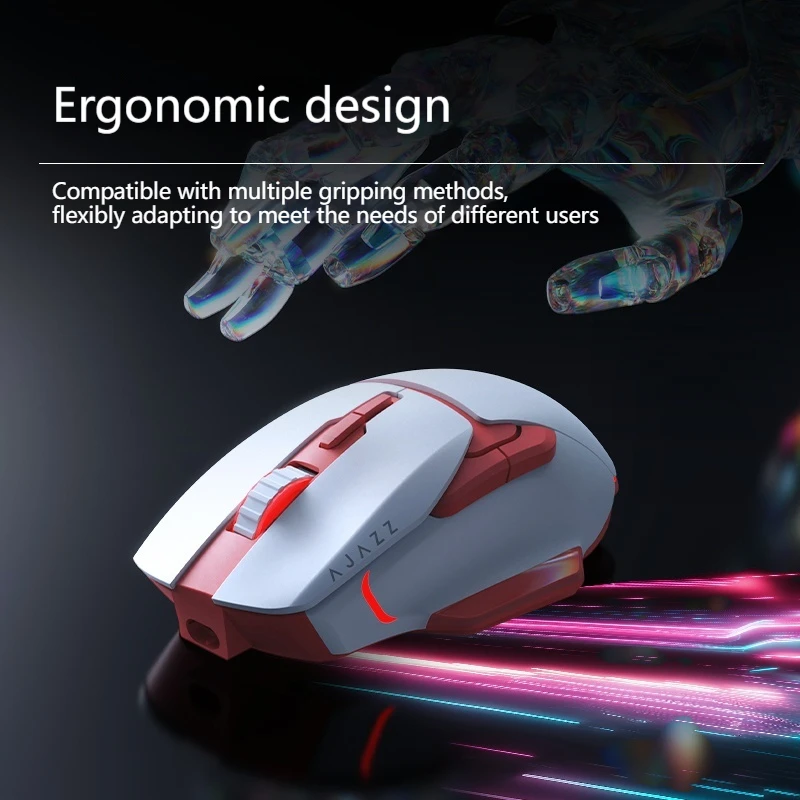 AJAZZ AJ039pro ماوس ألعاب لاسلكي RGB تصميم مريح اتصال ثلاثي الوضع PAW3212 مستشعر لألعاب الكمبيوتر