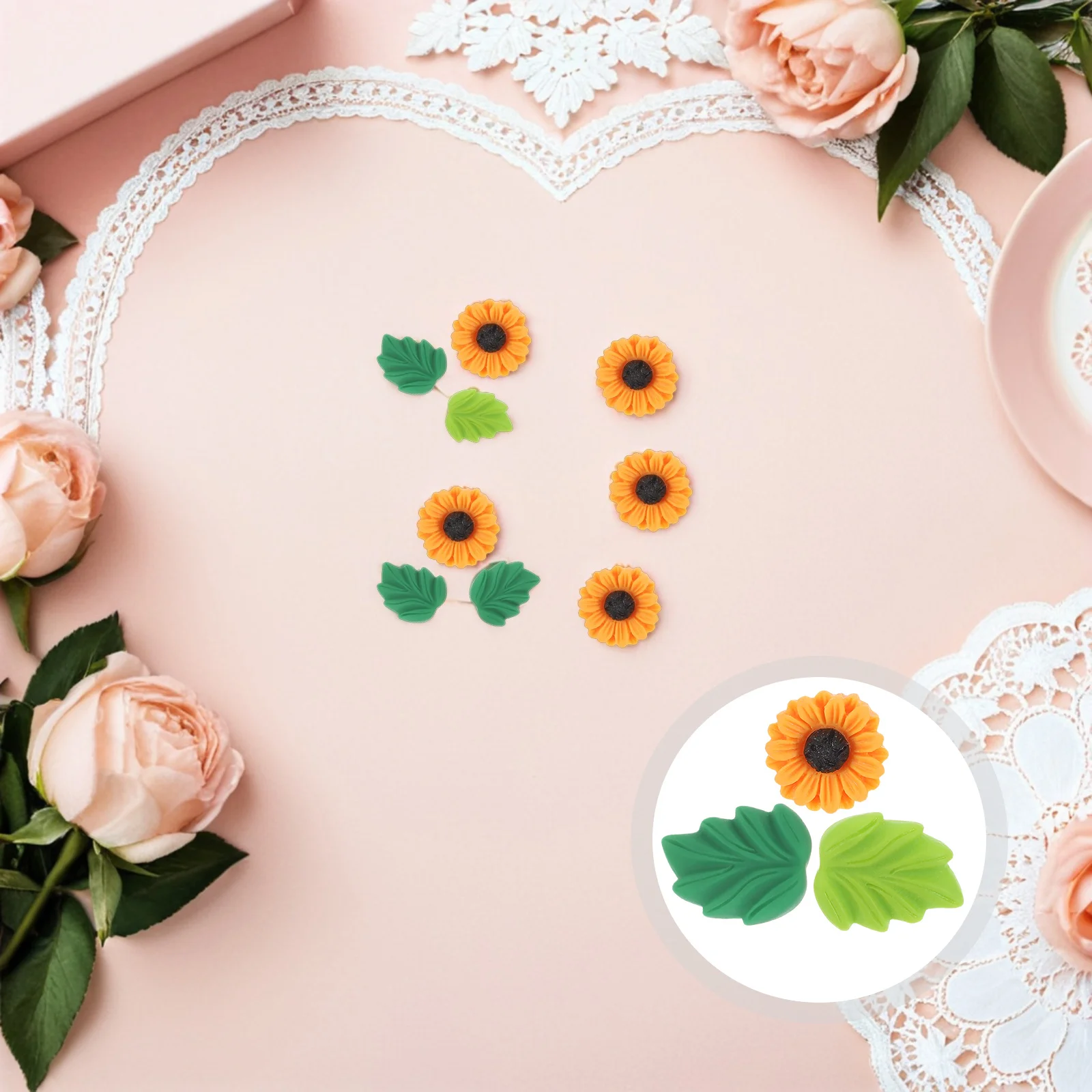 

40Pcs Colorful Floral Thumbtacks Sunflower and Leaf Shaped Push Pins for Bulletin Board Poster Photo Hanging Office School