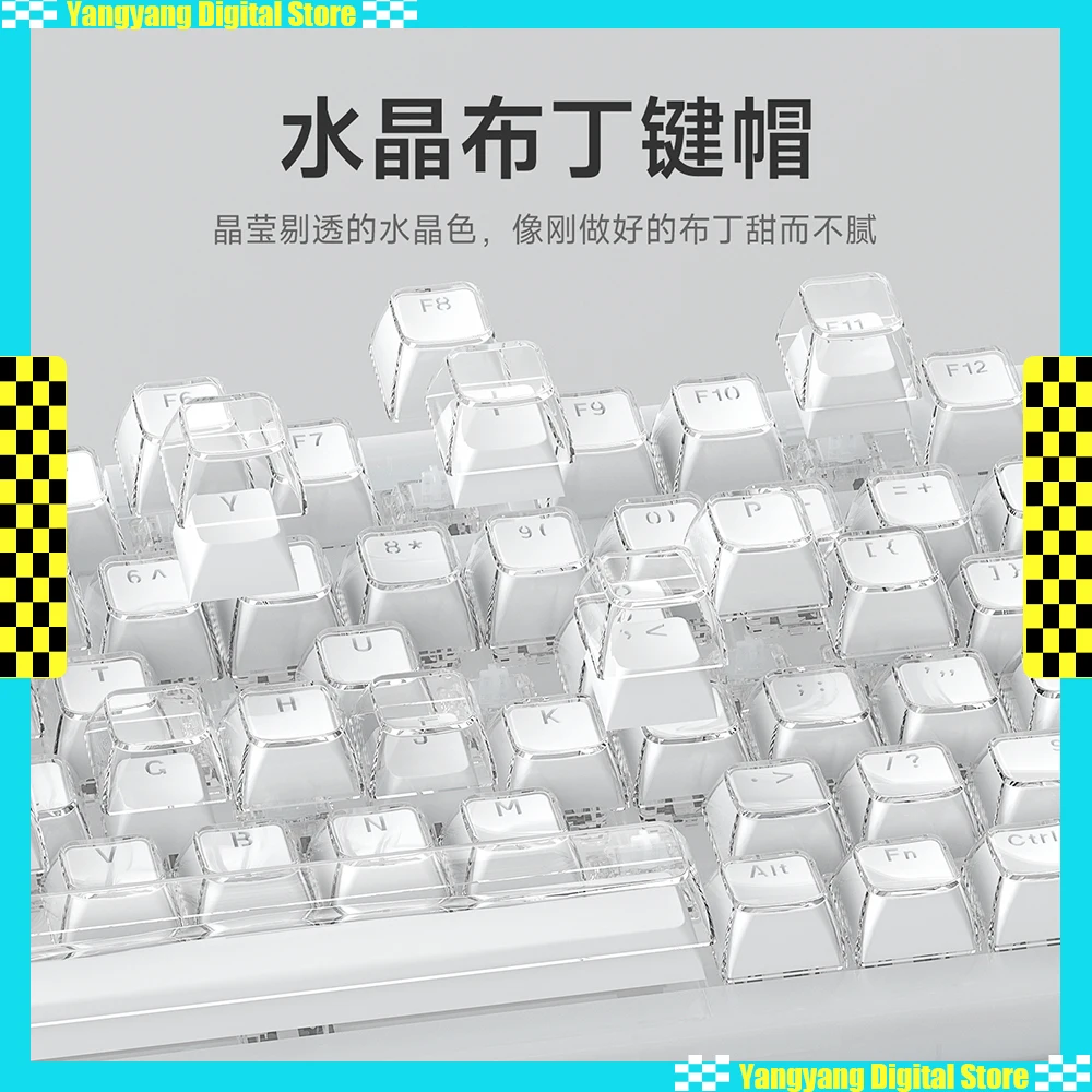 

AULA Crystal Pudding Keycaps PC+Acrylic ASA Profile Keycap Transparent White Original Keycap for Mx Switch Mechanical Keyboard