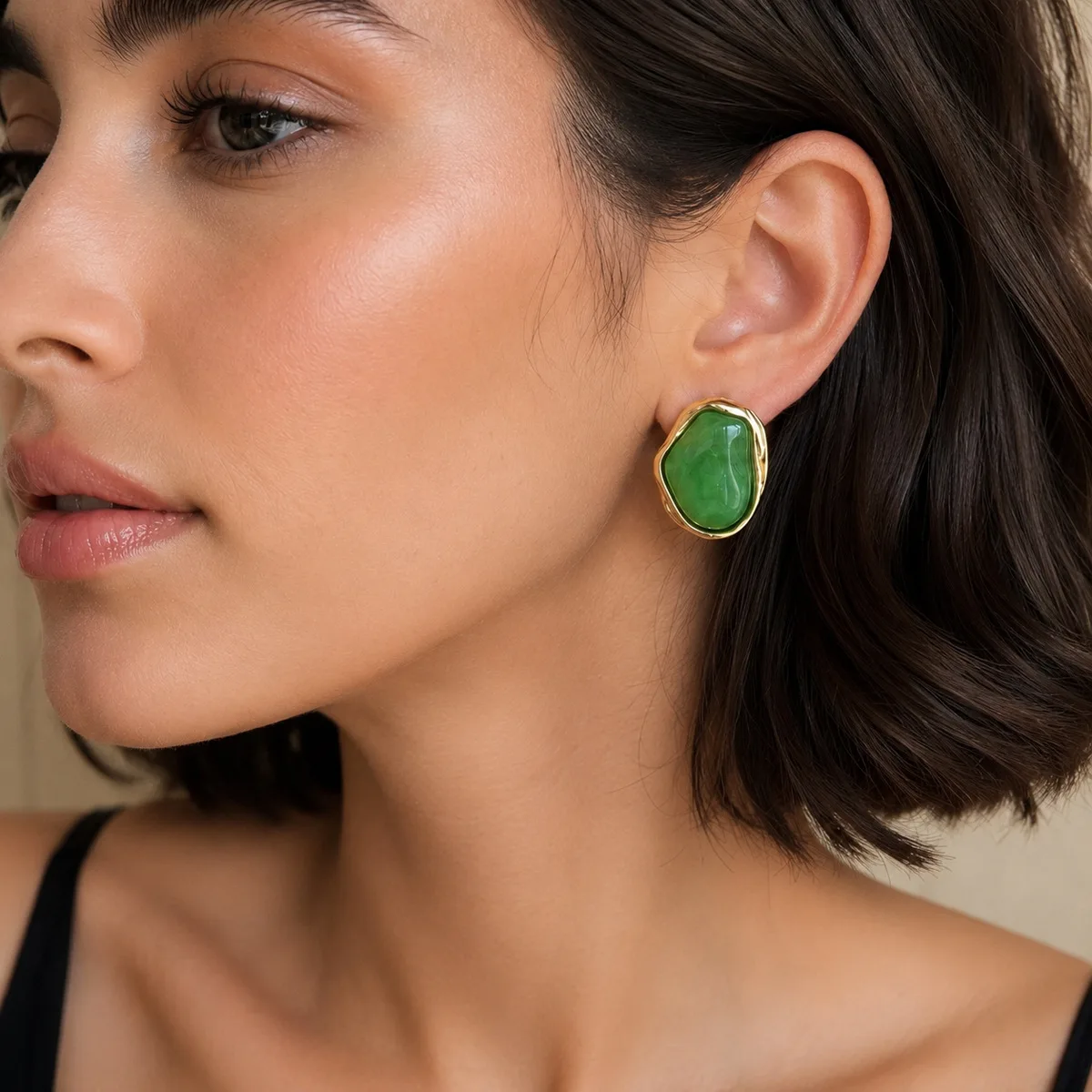 Irregular Baroque Stainless Steel Earrings Colorful Ombre Pleated Rim for Women Daily Wear Versatile Lightweight Rose Gold