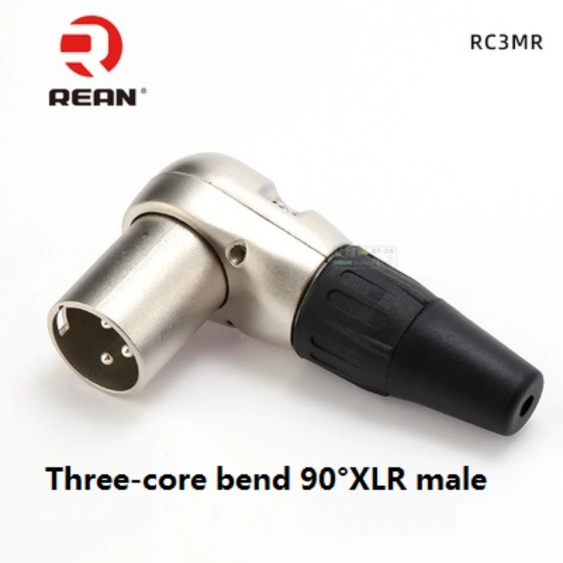 1Pcs REAN RC3FR curved 90 degree right angle L-shaped audio microphone XLR three-pin female plug HIFI accessories