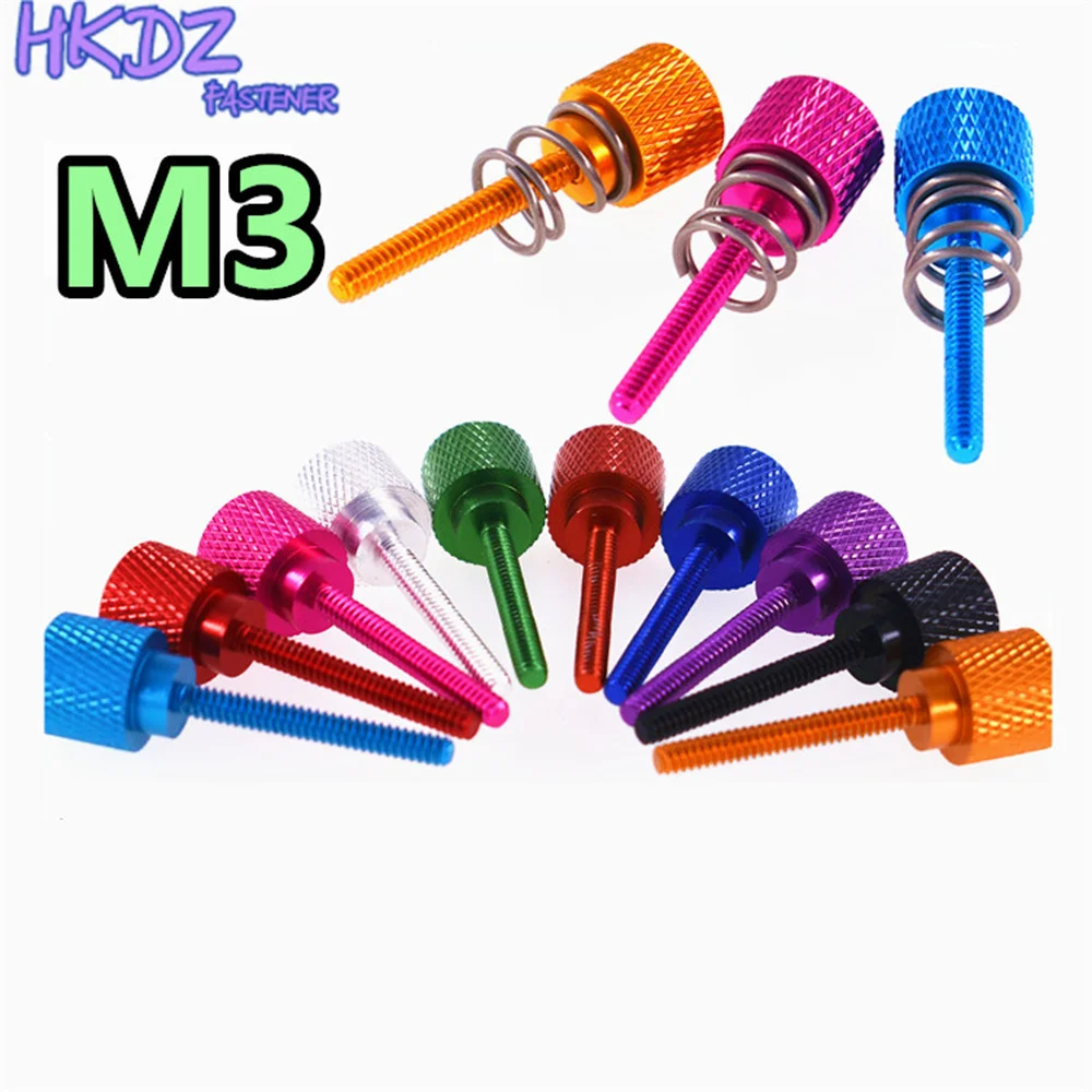 M3 Spring Graphics Card Screw CPU Mainboard Radiator Fixing Bolts DIY Step Screws Aluminum Alloy Colored Knurled Screws